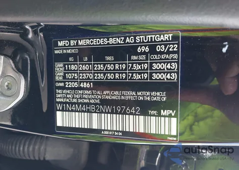 2022 Mercedes-Benz Glb 4Matic из США, поврежденный, VIN W1N4M4HB2NW197642